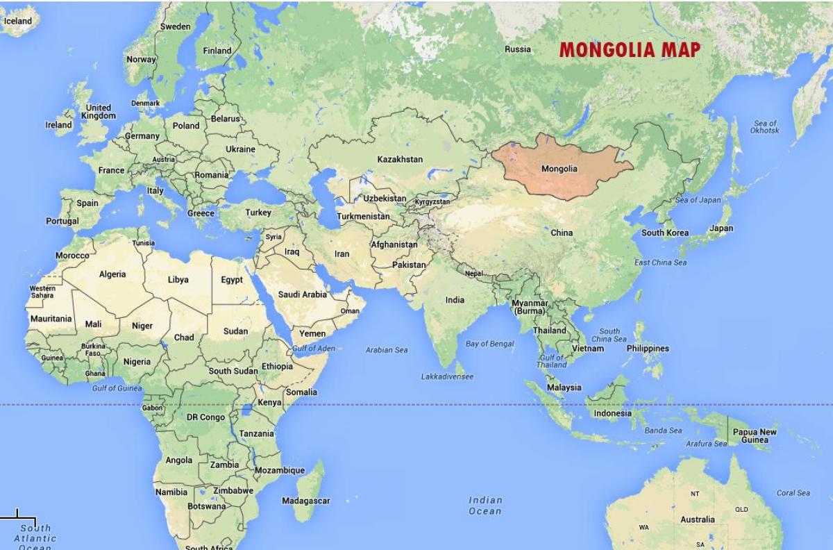peta dunia yang menunjukkan Mongolia