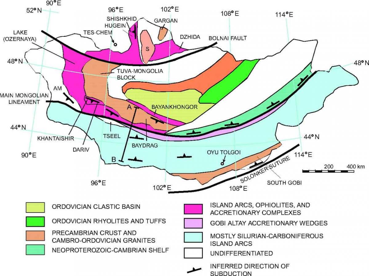 peta geologi peta dari Mongolia