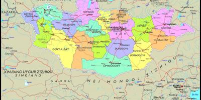 Peta fisik dari Mongolia